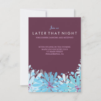 KINDA BLUE FLOWERS Bat Mitzvah Party Kaart
