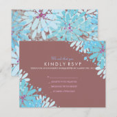 KINDA BLUE FLOWERS Bat Mitzvah Reply Card RSVP Kaartje (Voorkant / Achterkant)