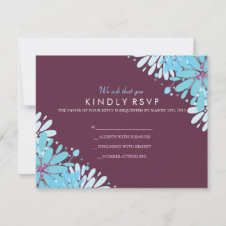 KINDA BLUE FLOWERS Weddenschapskaart RSVP Kaartje