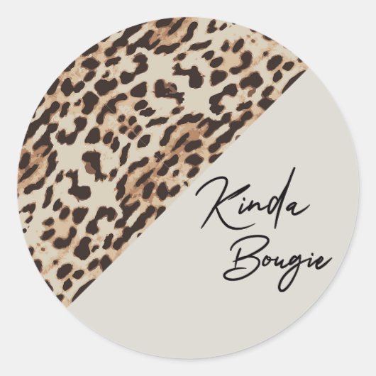 Kinda Bougie Beige Leopardprint Ronde Sticker (Voorkant)