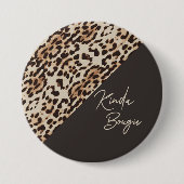 Kinda Bougie Brown Leopardprint Ronde Button 7,6 Cm (Voorkant)