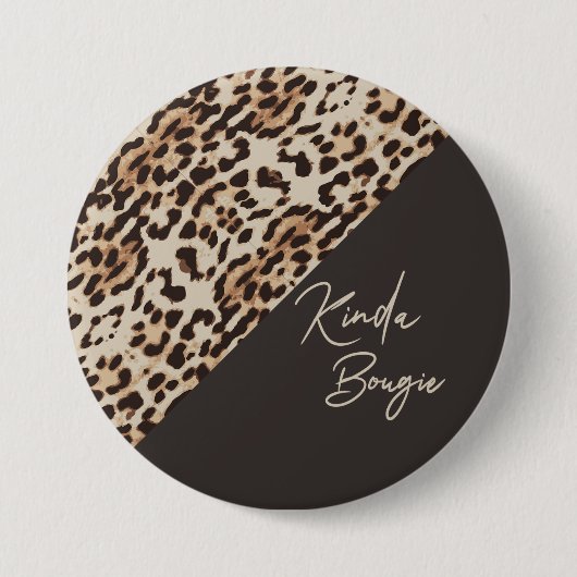 Kinda Bougie Brown Leopardprint Ronde Button 7,6 Cm (Voorkant)
