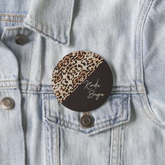 Kinda Bougie Brown Leopardprint Ronde Button 7,6 Cm (In situ)
