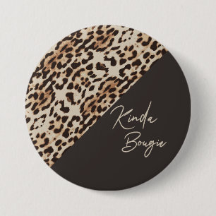 Kinda Bougie Brown Leopardprint Ronde Button 7,6 Cm