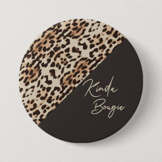 Kinda Bougie Brown Leopardprint Ronde Button 7,6 Cm