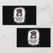 Kinda Busy Being A Chicken Mom Messy Bun Floral Ba Visitekaartje (Voorkant / Achterkant)