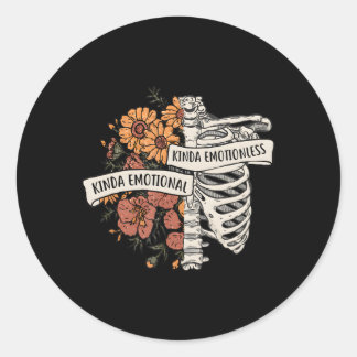 Kinda Emotional Kinda Emotionless Floral Skeleton Ronde Sticker