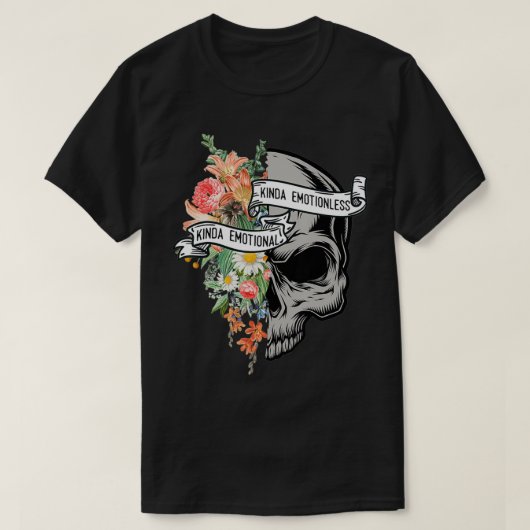 Kinda Emotional Kinda Emotionless Flower Skull Vin T-shirt (Design voorkant)