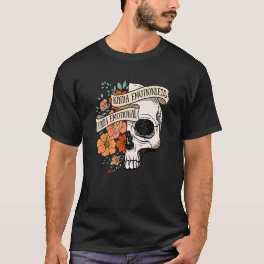 Kinda Emotionless Kinda Emotional Flower Skull Hal T-shirt (Voorkant)