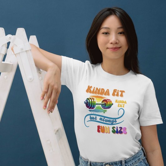 "Kinda Fit" Grappig Rainbow Fitness T-shirt Dumbel