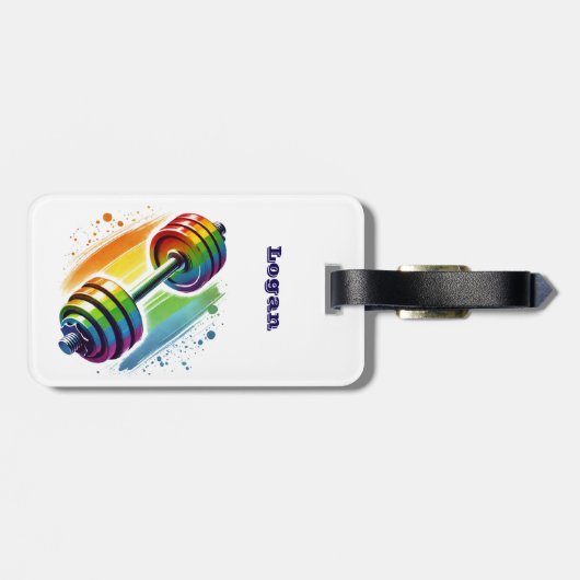 Kinda Fit Kinda Fat Gym Funny Rainbow Bagagelabel (Achterkant horizontaal)