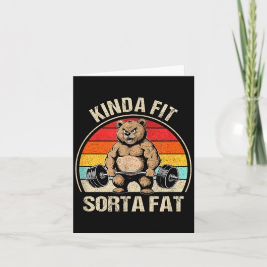Kinda Fit Sorta Fat Funny Cute Bear Weightlifter  Kaart (Voorkant)