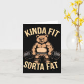 Kinda Fit Sorta Fat - Funny Gym Bear Weightlifting Kaart (Gele Bloem)