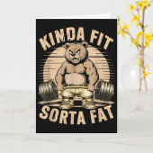 Kinda Fit Sorta Fat - Funny Gym Bear Weightlifting Kaart (Gele Bloem)
