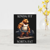 Kinda Fit Sorta Fat - Funny Gym Bear Weightlifting Kaart (Gele Bloem)
