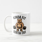 Kinda Fit Sorta Fat - Funny Gym Bear Weightlifting Koffiemok (Links)