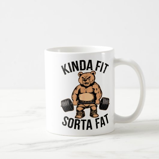 Kinda Fit Sorta Fat - Funny Gym Bear Weightlifting Koffiemok (Rechts)
