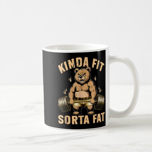 Kinda Fit Sorta Fat - Funny Gym Bear Weightlifting Koffiemok (Rechts)