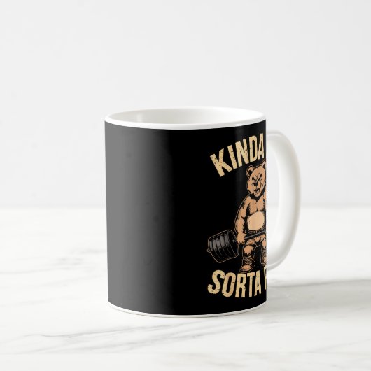 Kinda Fit Sorta Fat - Funny Gym Bear Weightlifting Koffiemok (Voorkant rechts)