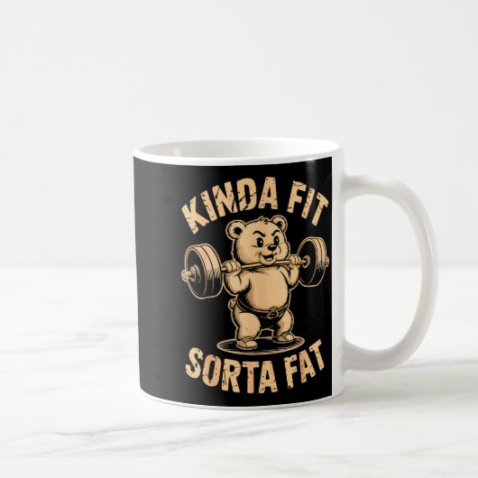 Kinda Fit Sorta Fat - Funny Gym Bear Weightlifting Koffiemok (Rechts)