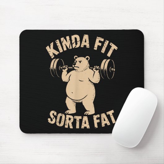 Kinda Fit Sorta Fat - Funny Gym Bear Weightlifting Muismat (Met muis)