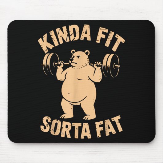 Kinda Fit Sorta Fat - Funny Gym Bear Weightlifting Muismat (Voorkant)