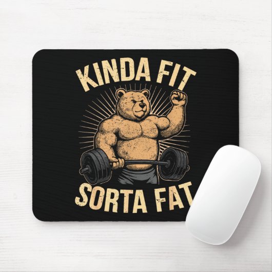 Kinda Fit Sorta Fat - Funny Gym Bear Weightlifting Muismat (Met muis)