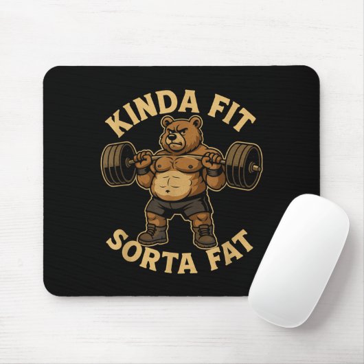 Kinda Fit Sorta Fat - Funny Gym Bear Weightlifting Muismat (Met muis)