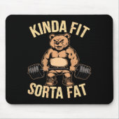 Kinda Fit Sorta Fat - Funny Gym Bear Weightlifting Muismat (Voorkant)