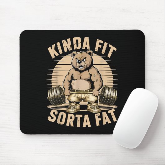 Kinda Fit Sorta Fat - Funny Gym Bear Weightlifting Muismat (Met muis)