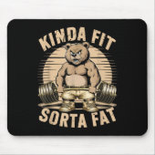 Kinda Fit Sorta Fat - Funny Gym Bear Weightlifting Muismat (Voorkant)