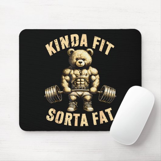 Kinda Fit Sorta Fat - Funny Gym Bear Weightlifting Muismat (Met muis)