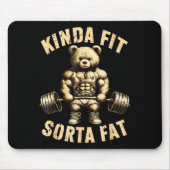 Kinda Fit Sorta Fat - Funny Gym Bear Weightlifting Muismat (Voorkant)