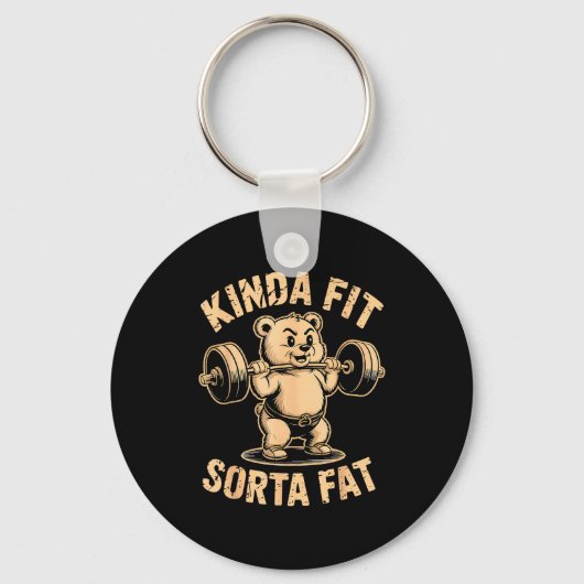 Kinda Fit Sorta Fat - Funny Gym Bear Weightlifting Sleutelhanger (Voorkant)
