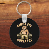 Kinda Fit Sorta Fat - Funny Gym Bear Weightlifting Sleutelhanger (Voorkant)