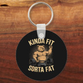 Kinda Fit Sorta Fat - Funny Gym Bear Weightlifting Sleutelhanger (Voorkant)