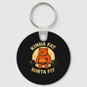 Kinda Fit Sorta Fat - Funny Gym Bear Weightlifting Sleutelhanger (Voorkant)