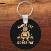 Kinda Fit Sorta Fat - Funny Gym Bear Weightlifting Sleutelhanger (Voorkant)