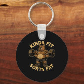 Kinda Fit Sorta Fat - Funny Gym Bear Weightlifting Sleutelhanger (Voorkant)