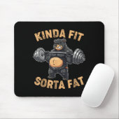 Kinda Fit Sorta Fat Funny Gym Bear Weightlifting W Muismat (Met muis)