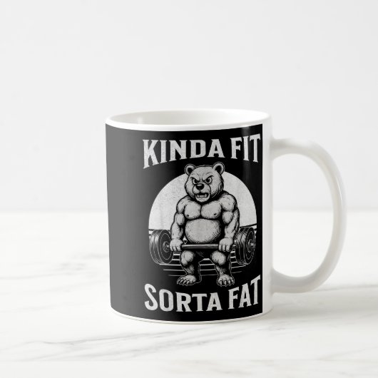 Kinda Fit Sorta Fat Funny Gym Bear Werlifting  Koffiemok (Rechts)