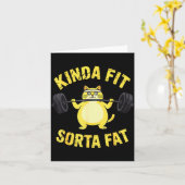 Kinda Fit Sorta Fat - Funny Gym Cat Weightlifting Kaart (Gele Bloem)