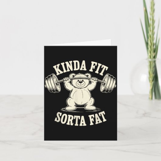 Kinda Fit Sorta Fat Funny Gym Cute Bear Retro Kaart (Voorkant)