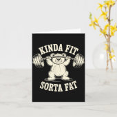 Kinda Fit Sorta Fat Funny Gym Cute Bear Retro Kaart (Gele Bloem)