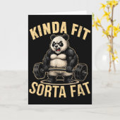 Kinda Fit Sorta Fat - Funny Gym Panda Weightliftin Kaart (Gele Bloem)
