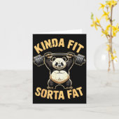 Kinda Fit Sorta Fat - Funny Gym Panda Weightliftin Kaart (Gele Bloem)