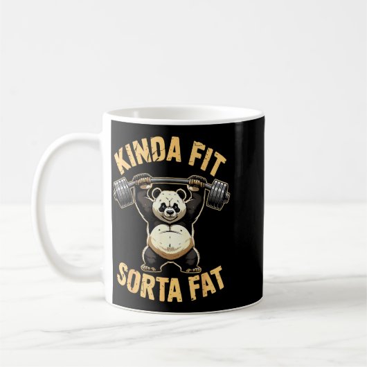 Kinda Fit Sorta Fat - Funny Gym Panda Weightliftin Koffiemok (Links)