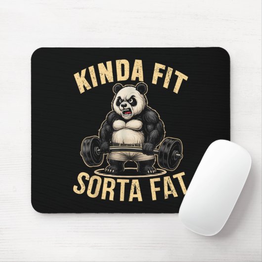 Kinda Fit Sorta Fat - Funny Gym Panda Weightliftin Muismat (Met muis)