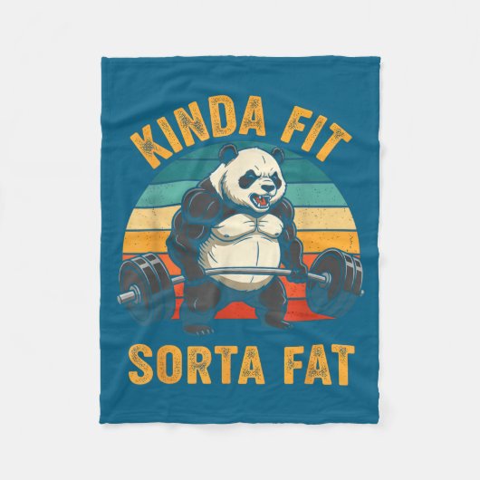 Kinda Fit Sorta Fat Funny Gym Panda Weightlifting  Fleece Deken (Voorkant)