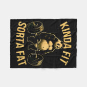 Kinda Fit Sorta Fat Funny Gym Panda Weightlifting  Fleece Deken (Voorkant (Horizontaal))